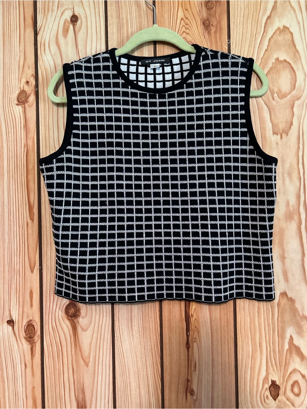 St. John Vest Black & White Sleeveless Knit Top size L
